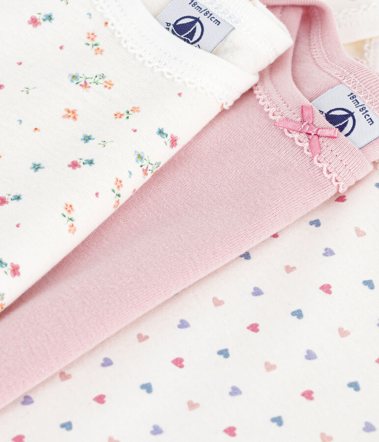 Pack of babies' long-sleeved floral-print cotton bodies multicolor