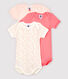 Baby Girls' Pink Short-Sleeved Organic Cotton Bodysuits - 3-Pack