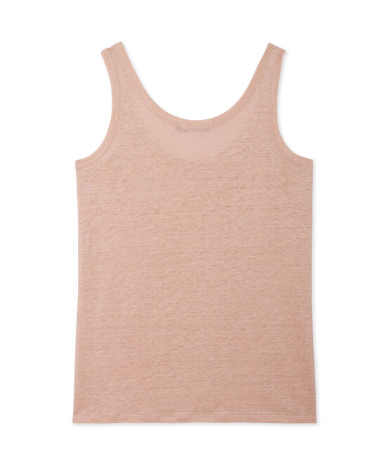 Women's lacquered linen tank top ROSE pink/ARGENT grey