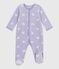 Babies' heart-print velour pyjama suit SQUAW white/MARSHMALLOW