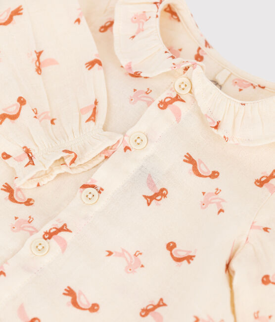 Babies' Bird Patterned Cotton Gauze Blouse AVALANCHE white/MULTICO