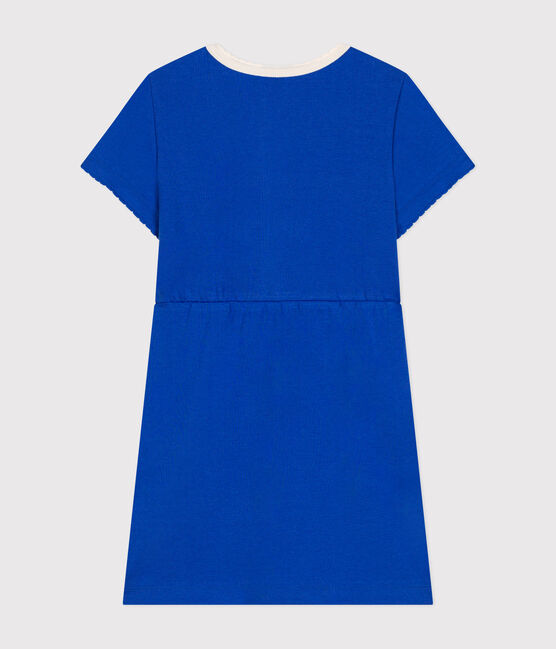 Girls' cotton short-sleeved dress CALVIN blue