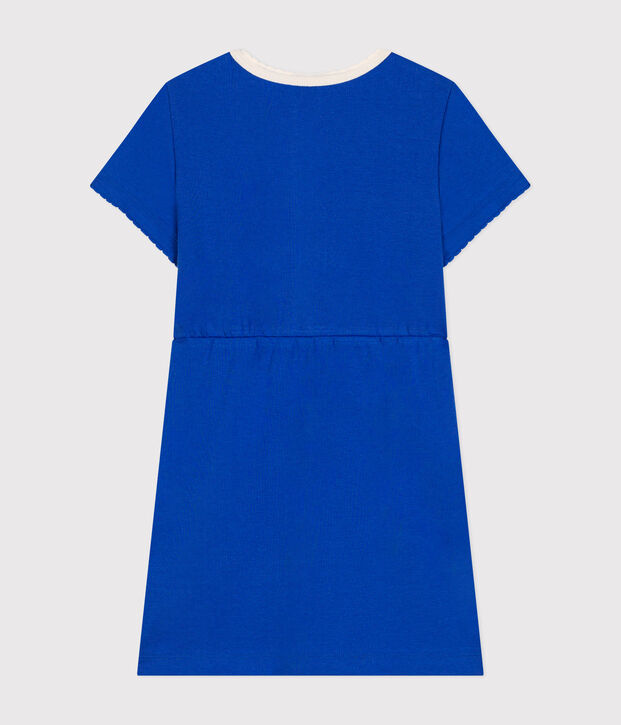 Girls' cotton short-sleeved dress blue