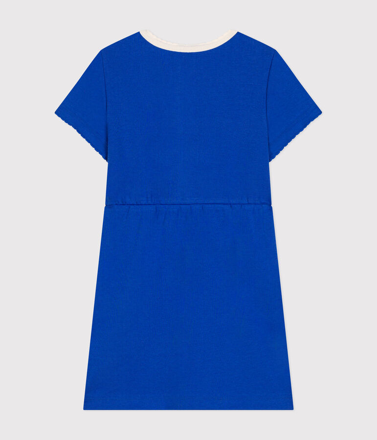 Girls' cotton short-sleeved dress blue