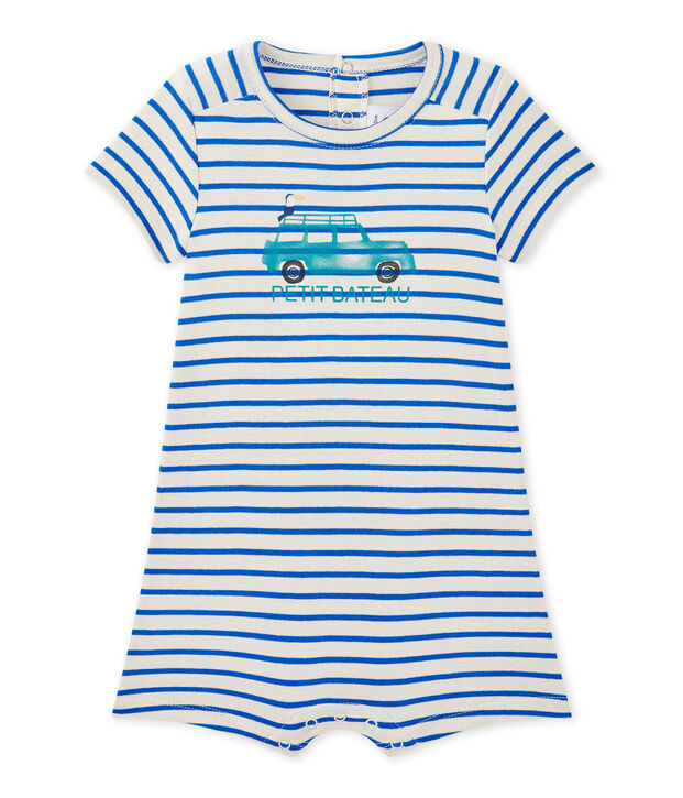 Baby boy's sailor romper beige/blue
