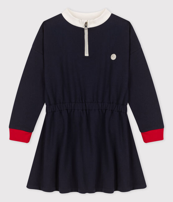Girls' Long-Sleeved Fleece Dress SMOKING blue