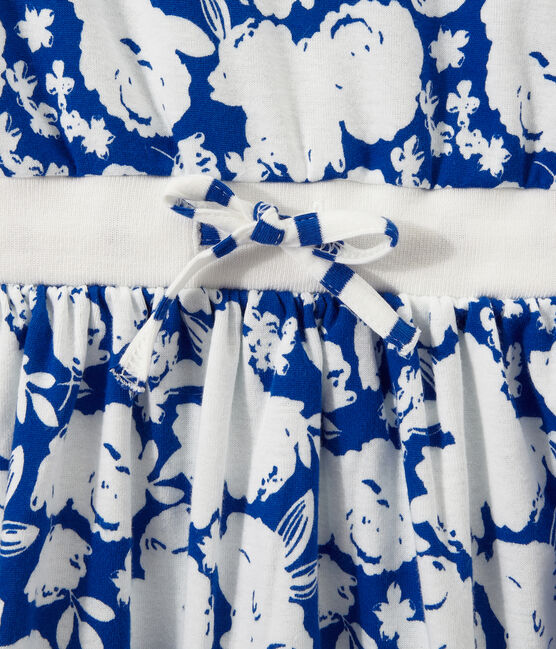Girl's print dress MARSHMALLOW white/PERSE blue