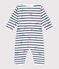 Babies' footless cotton pyjamas with a Paris-themed collar ECUME white/MULTICO white