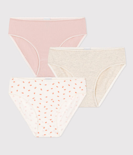 Girls' Flower Cotton and Elastane Briefs - 3-Pack variante 1