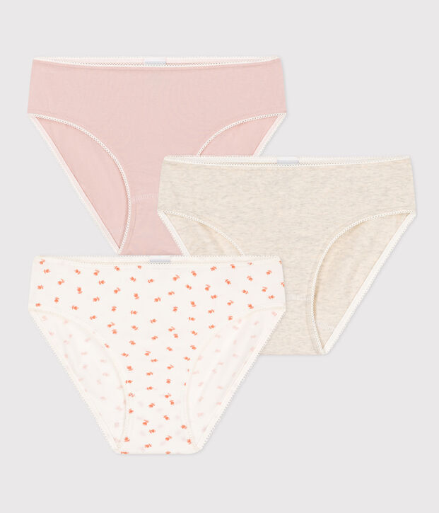 Girls' Flower Cotton and Elastane Briefs - 3-Pack multicolor