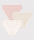 Girls' Flower Cotton and Elastane Briefs - 3-Pack