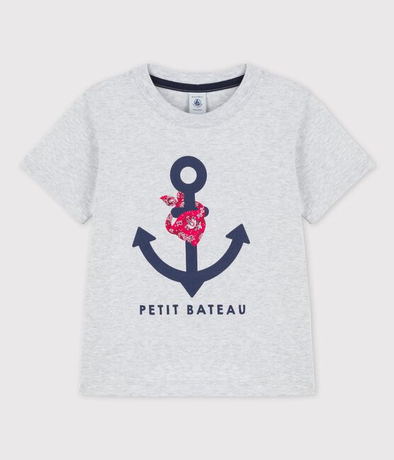 Boys' Short-Sleeved Cotton T-Shirt POUSSIERE CHINE grey