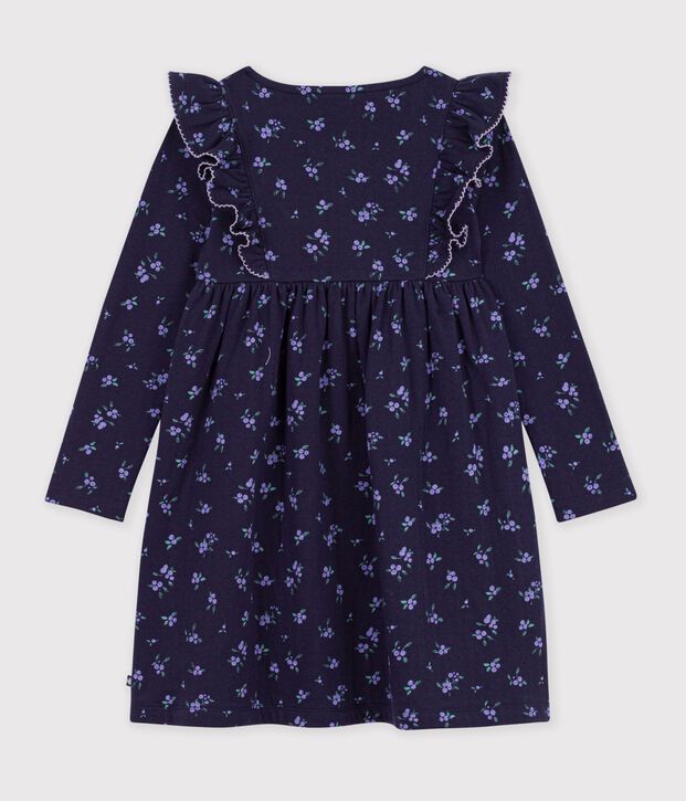 Children's sleeveless cotton dress with flowers blue/multicolor
