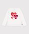 Children's long-sleeved heart-patterned T-shirt white