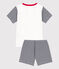 Children's Unisex Petit Bateau Cotton Short Pyjamas SMOKING blue/MARSHMALLOW white