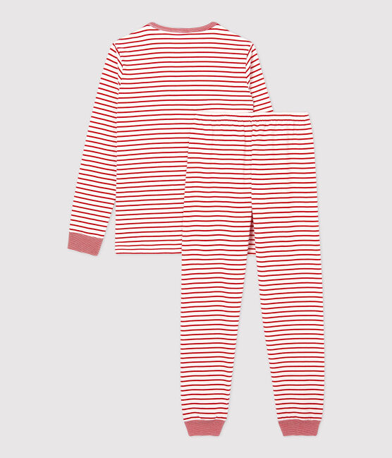 Unisex Red Striped Fleece Pyjamas MARSHMALLOW white/TERKUIT red