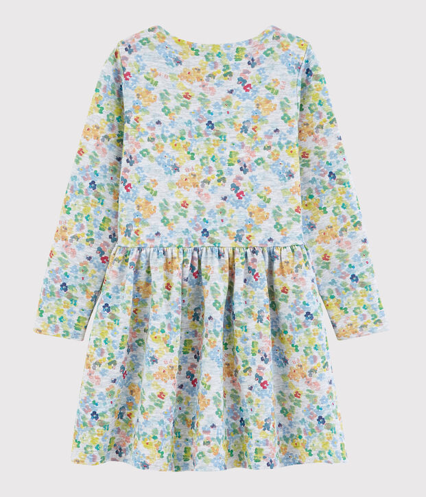 Girl's Long-sleeved Double Jersey Dress grey/multicolor