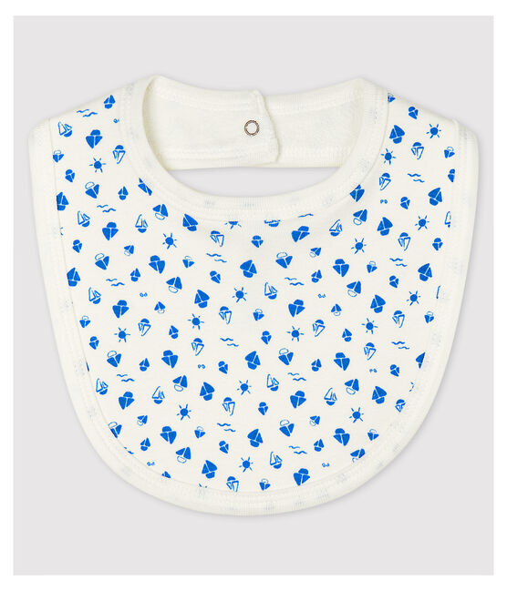 Organic Cotton Baby Bib MARSHMALLOW white/COOL blue