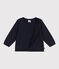 Babies' plain knitted cotton cardigan SMOKING blue