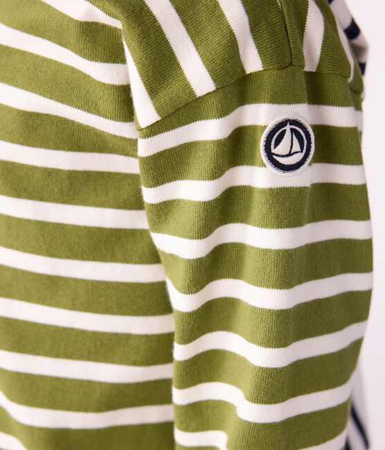 Children's cotton Breton top CEDAR green/MILK
