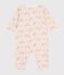 Babies' footless cotton pyjama suit printed with elephants MARSHMALLOW white/MULTICO white