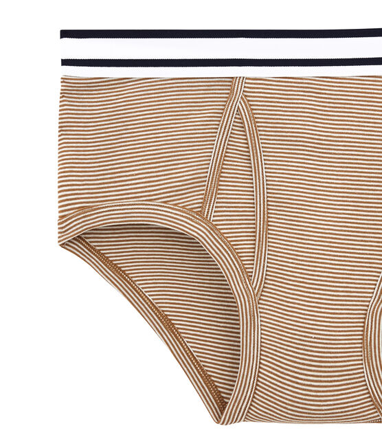men's milleraie striped briefs BRINDILLE brown/MARSHMALLOW white