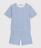 Women's Floral-pattern Cotton Pyjama Shorts and T-shirt MARSHMALLOW blue/INCOGNITO