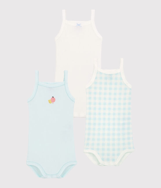 Baby Girls' Blue Gingham Strappy Bodysuits - 3-Pack variante 1