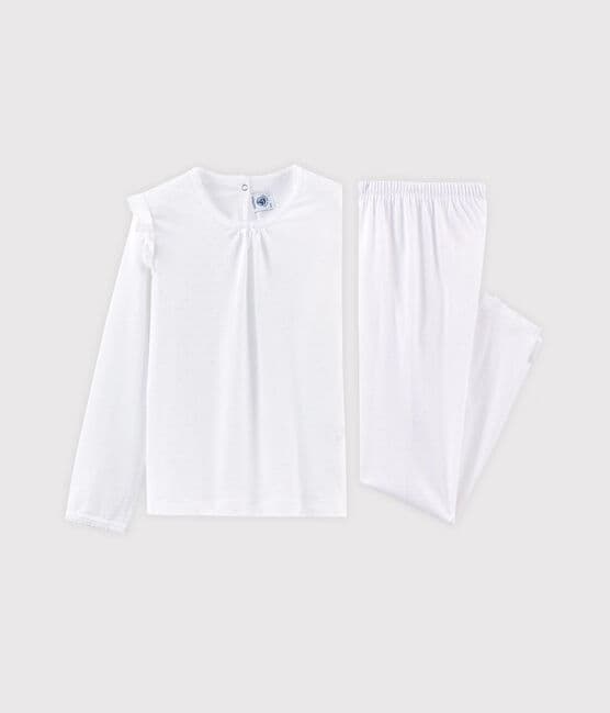 Girls' Fine Cotton Pyjamas ECUME white