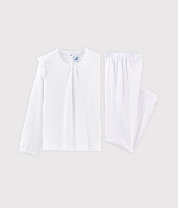 Girls' Fine Cotton Pyjamas white