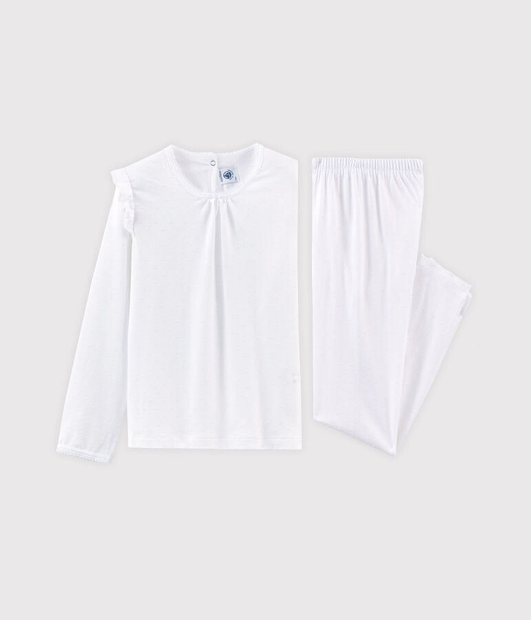 Girls' Fine Cotton Pyjamas ECUME white
