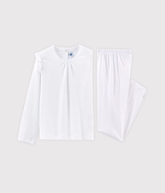 Girls' Fine Cotton Pyjamas ECUME white