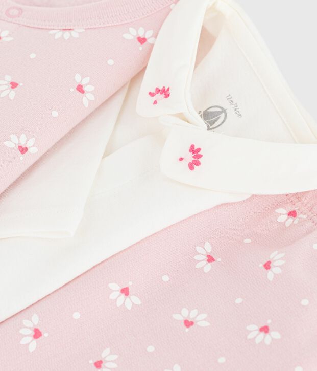 Babies' 3-piece heart-print set, including an embroidered body pink/multicolor