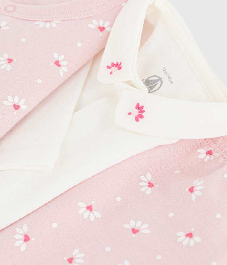 Babies' 3-piece heart-print set, including an embroidered body pink/multicolor