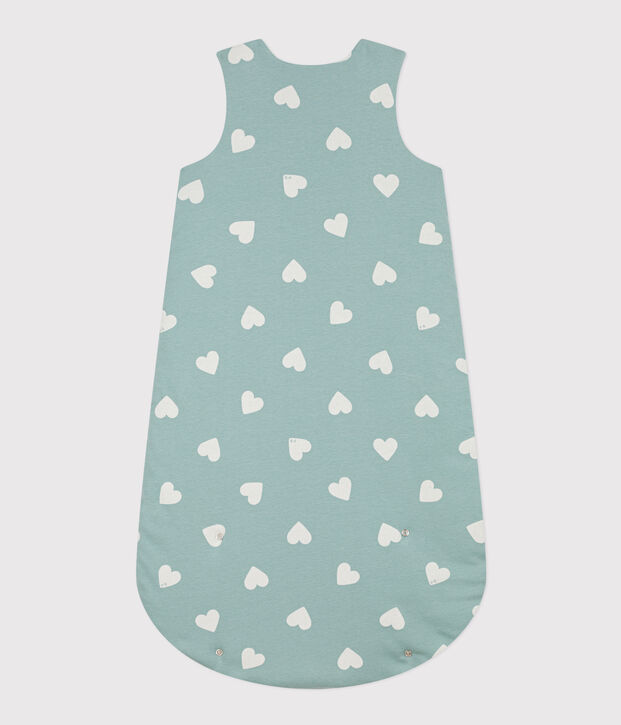Heart Themed Cotton Sleeping Bag green/ecru
