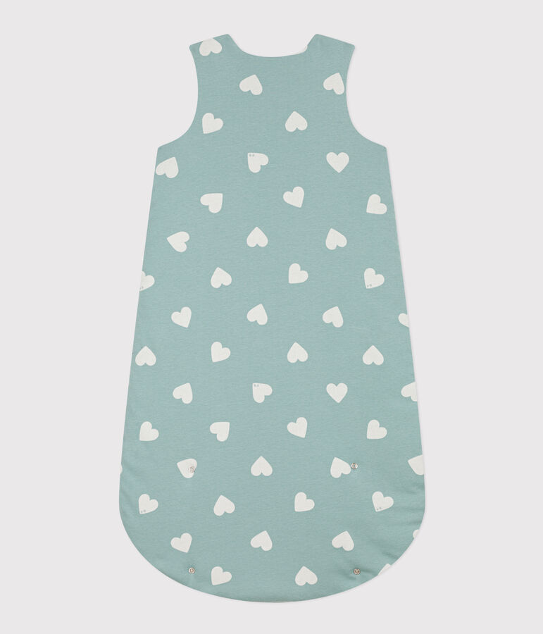 Heart Themed Cotton Sleeping Bag green/ecru