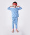 Children's short fancy dress pyjamas in glow-in-the-dark cotton with a cape ALASKA blue/MULTICO white