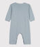 Babies' Footless Pinstriped Cotton Sleepsuit ROVER blue/MARSHMALLOW white