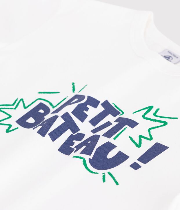 Children's short-sleeved cotton T-shirt white/multicolor