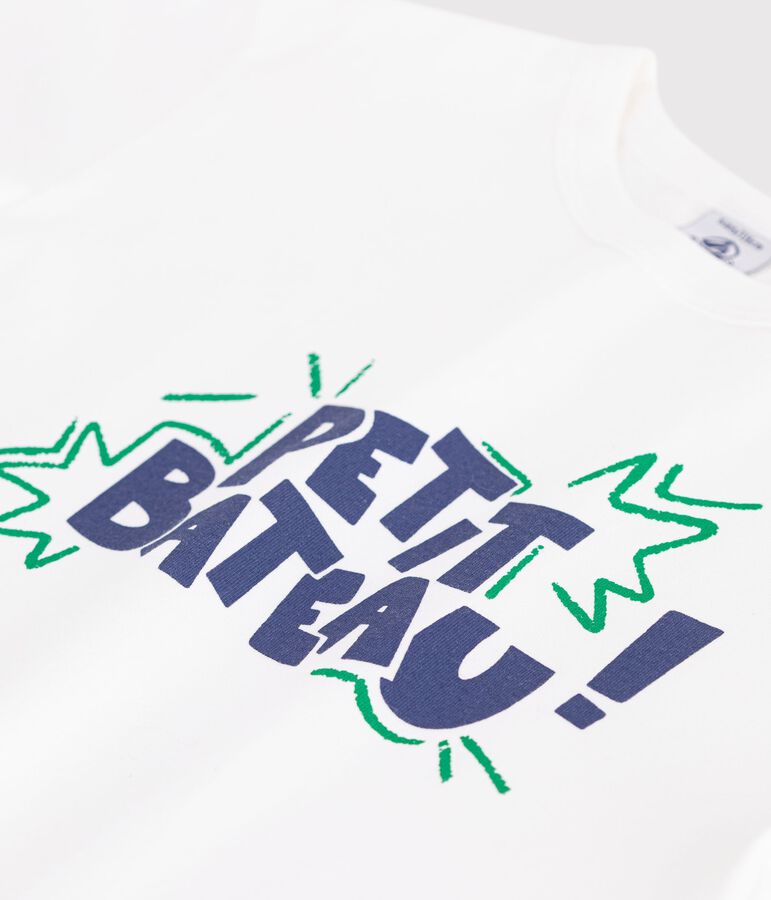 Children's short-sleeved cotton T-shirt MARSHMALLOW white/MULTICO white