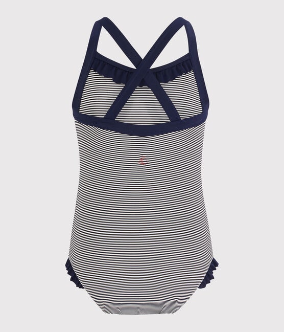 Girls' Swimsuit ABYSSE blue/LAIT white