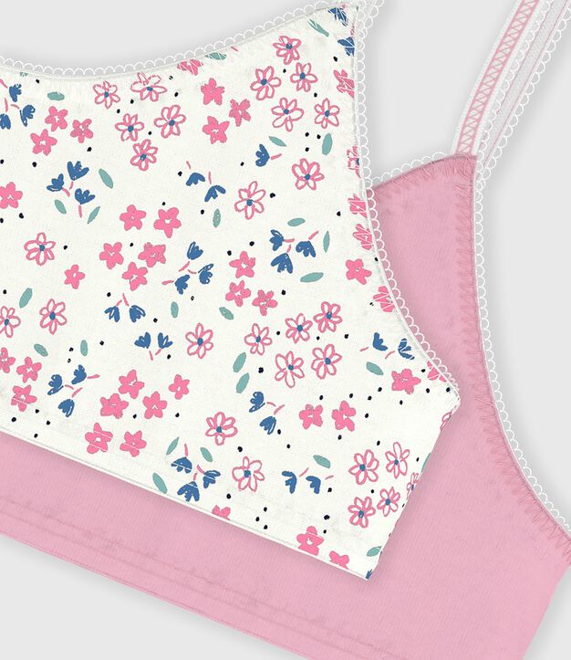 Pack of children's floral print cotton bra tops multicolor