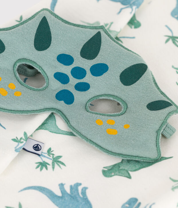 Children's short dinosaur print cotton fancy dress pyjamas white/multicolor