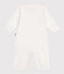 Babies' cotton one-piece/sleep sack with a collar with little hearts MARSHMALLOW white/MULTICO white