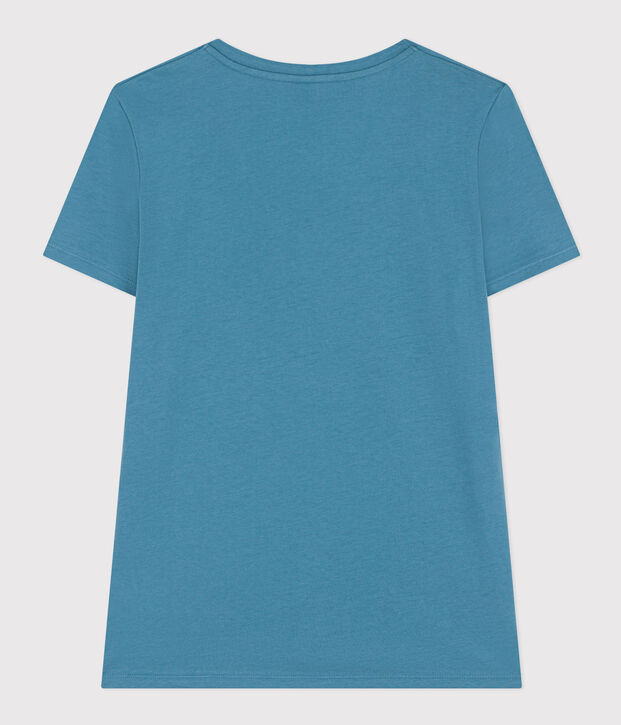 Women's Straight V-Neck Cotton T-Shirt blue