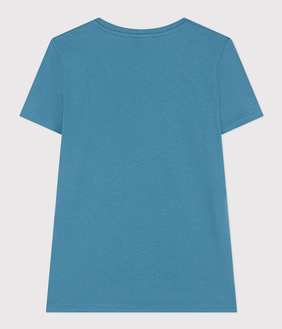 Women's Straight V-Neck Cotton T-Shirt POLOCHON blue