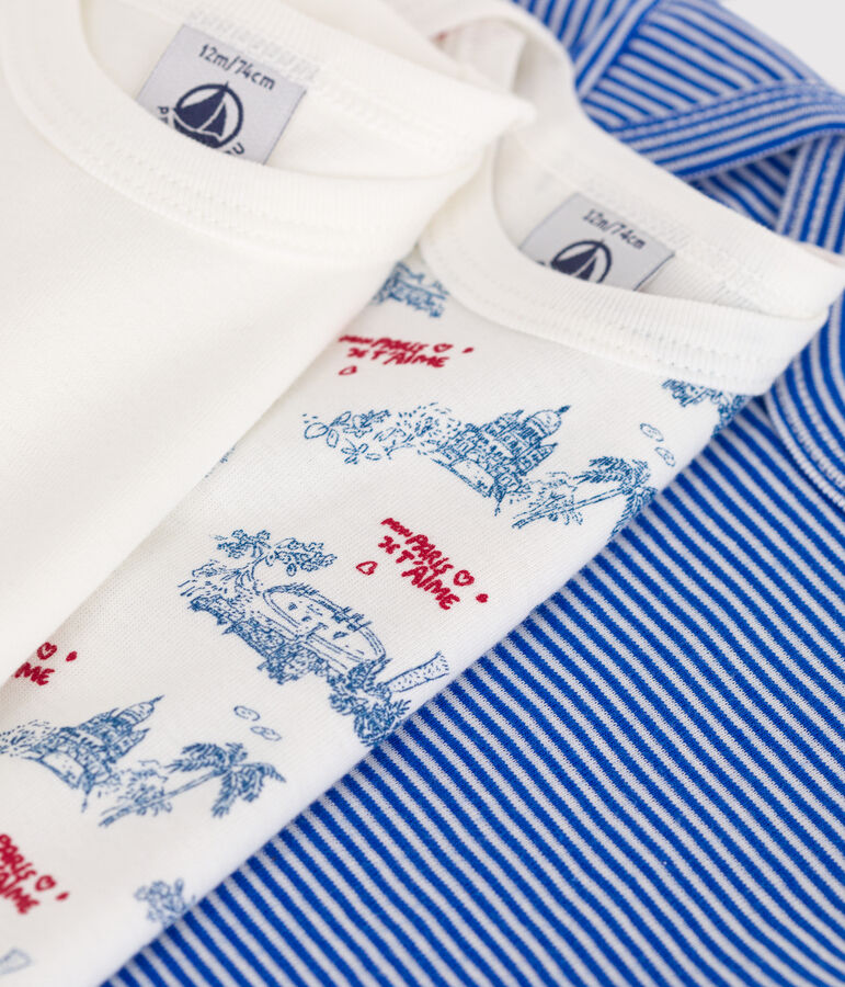 Babies' Paris-pattern short-sleeved cotton bodies - 3-Pack multicolor