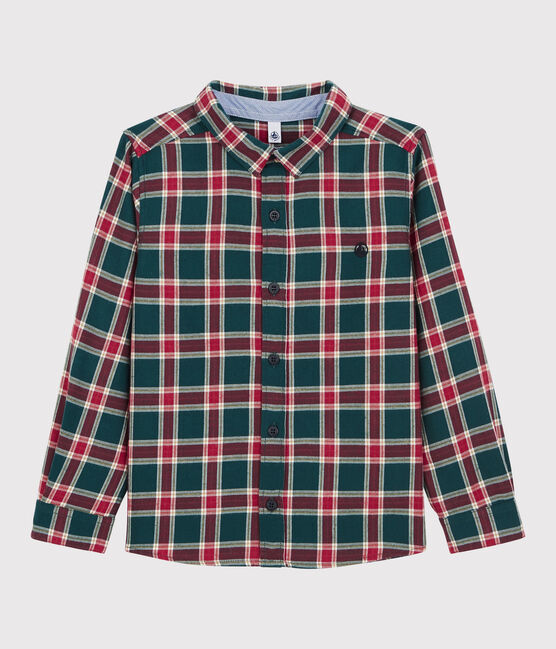 Boys' Checked Shirt PINEDE green/MULTICO white