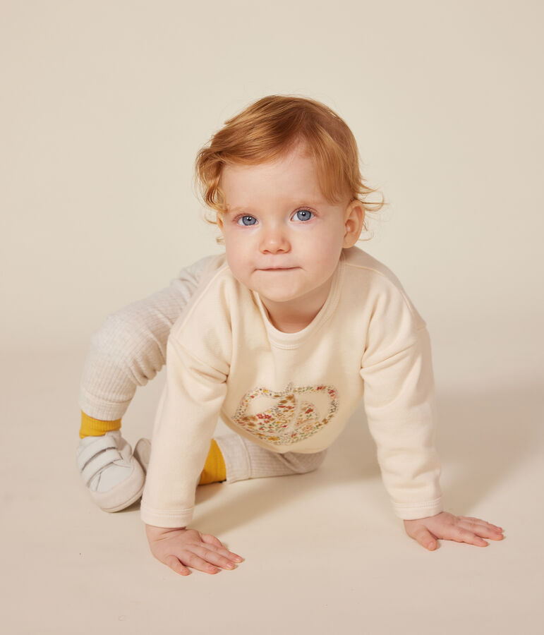 Babies' fleece sweatshirt AVALANCHE Ecru