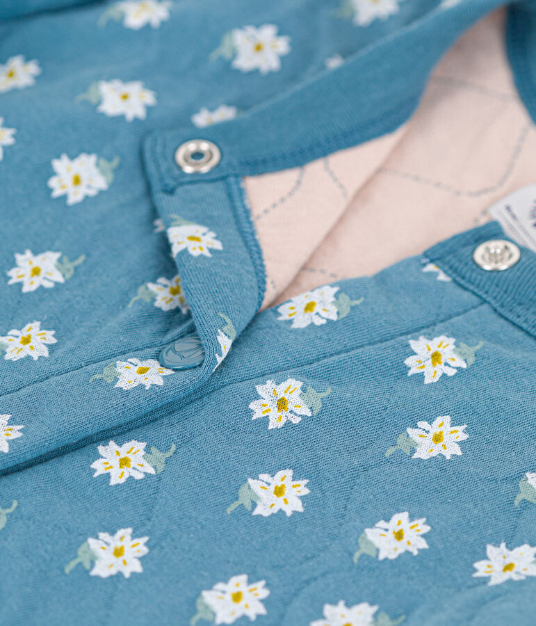 Girls' printed quilted tube knit cardigan blue/multicolor